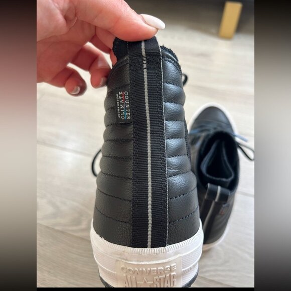 Converse Chuck Taylor All Star Leather Waterproof Boot Quilted Black Blue Jay - Picture 5 of 13